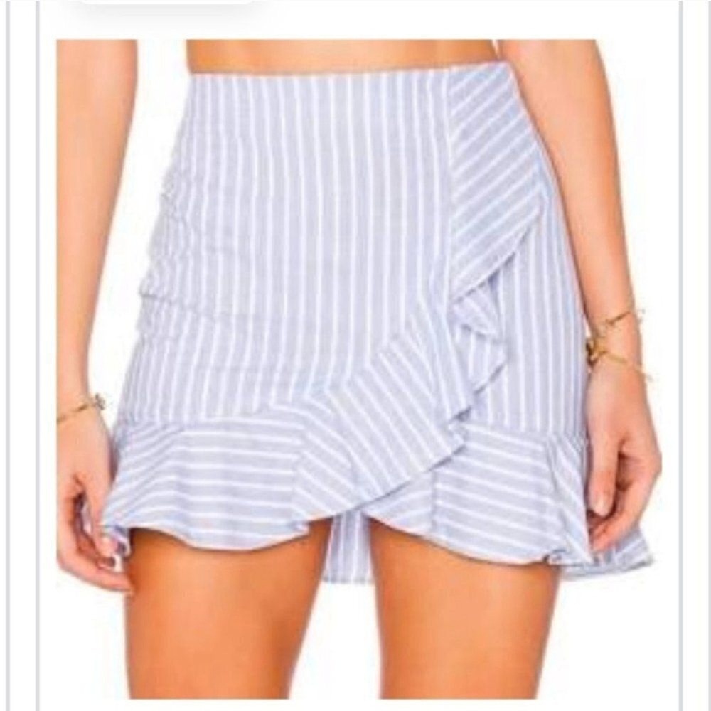 Sam & Lavi Striped Ruffle Mini Skirt Small preppy‎ clueless coastal beachy